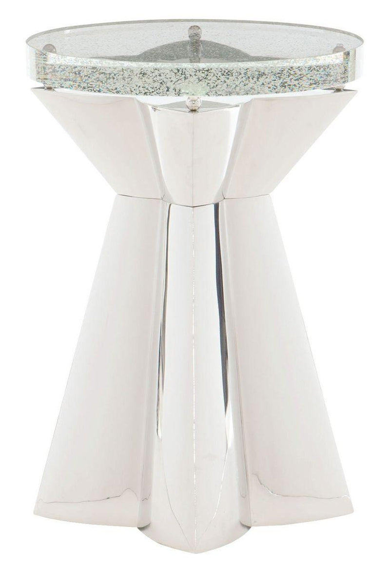 Interiors Anika Round Chairside Table in Stainless Steel 372-101
