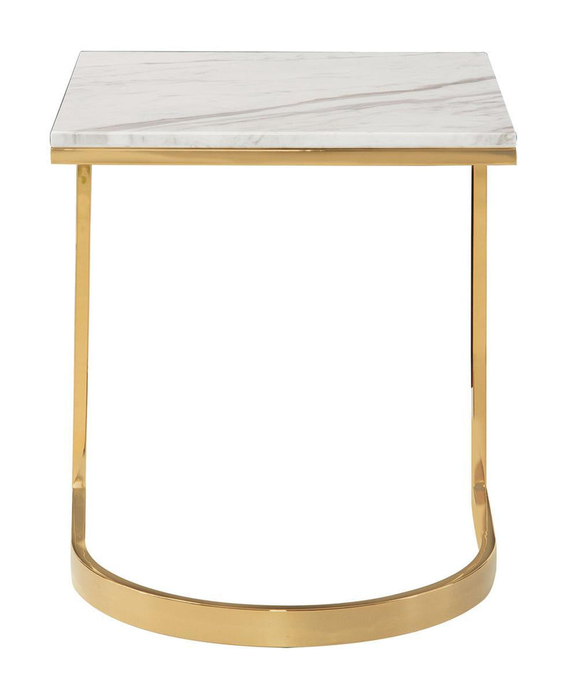 Blanchard End Table in White/ Brass 471-121