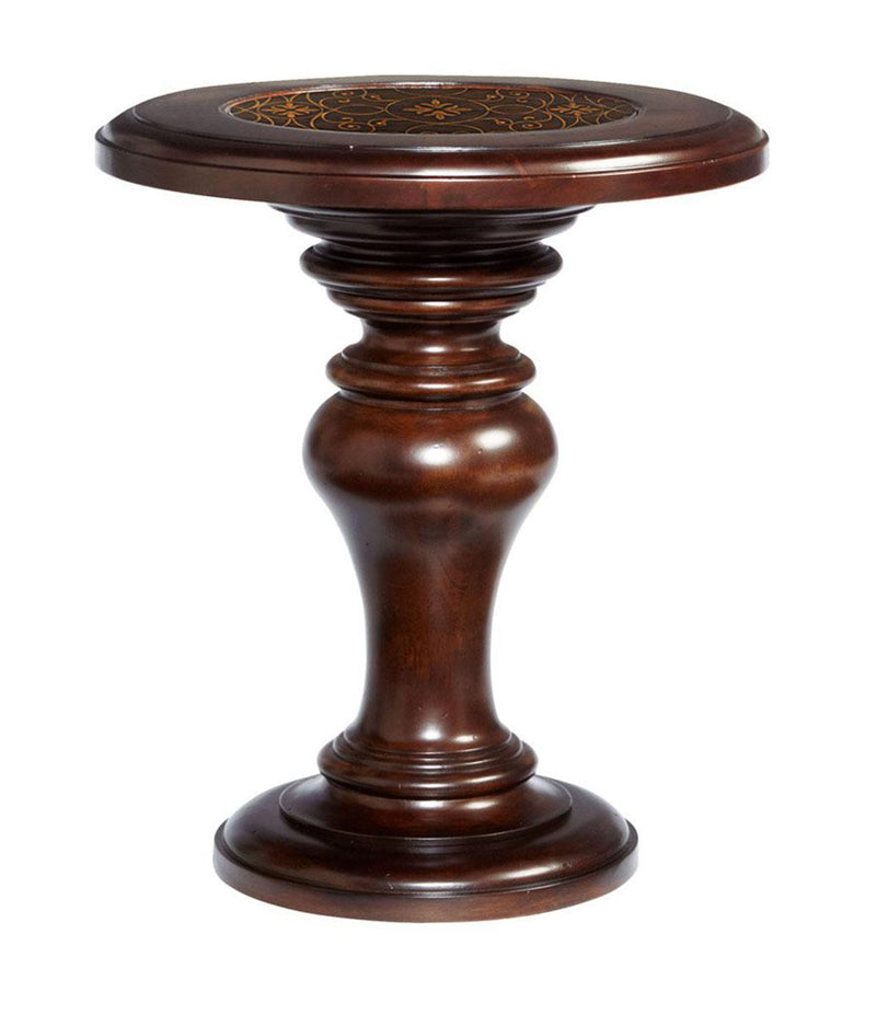 Valencia Round Chairside Table in Dark Brown 475-123