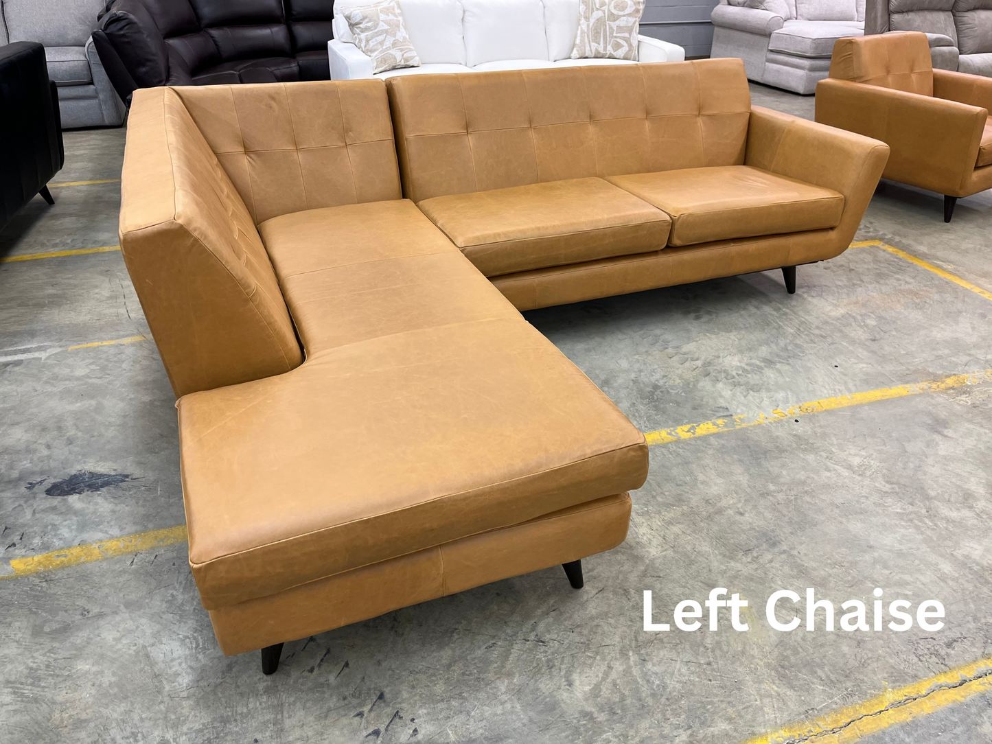 JOYBIRD OVERSTOCK - Hughes Leather Sectional With Bumper