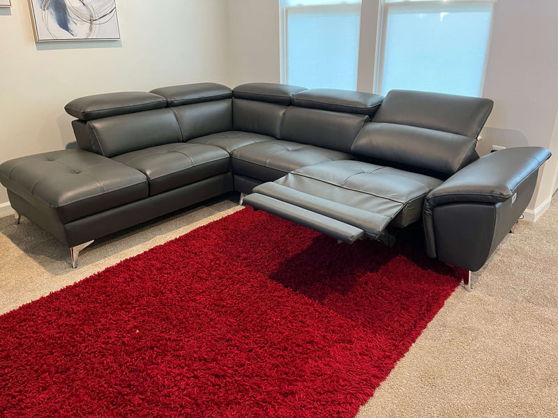 Marco Power Leather Sectional w/ Chaise Storage