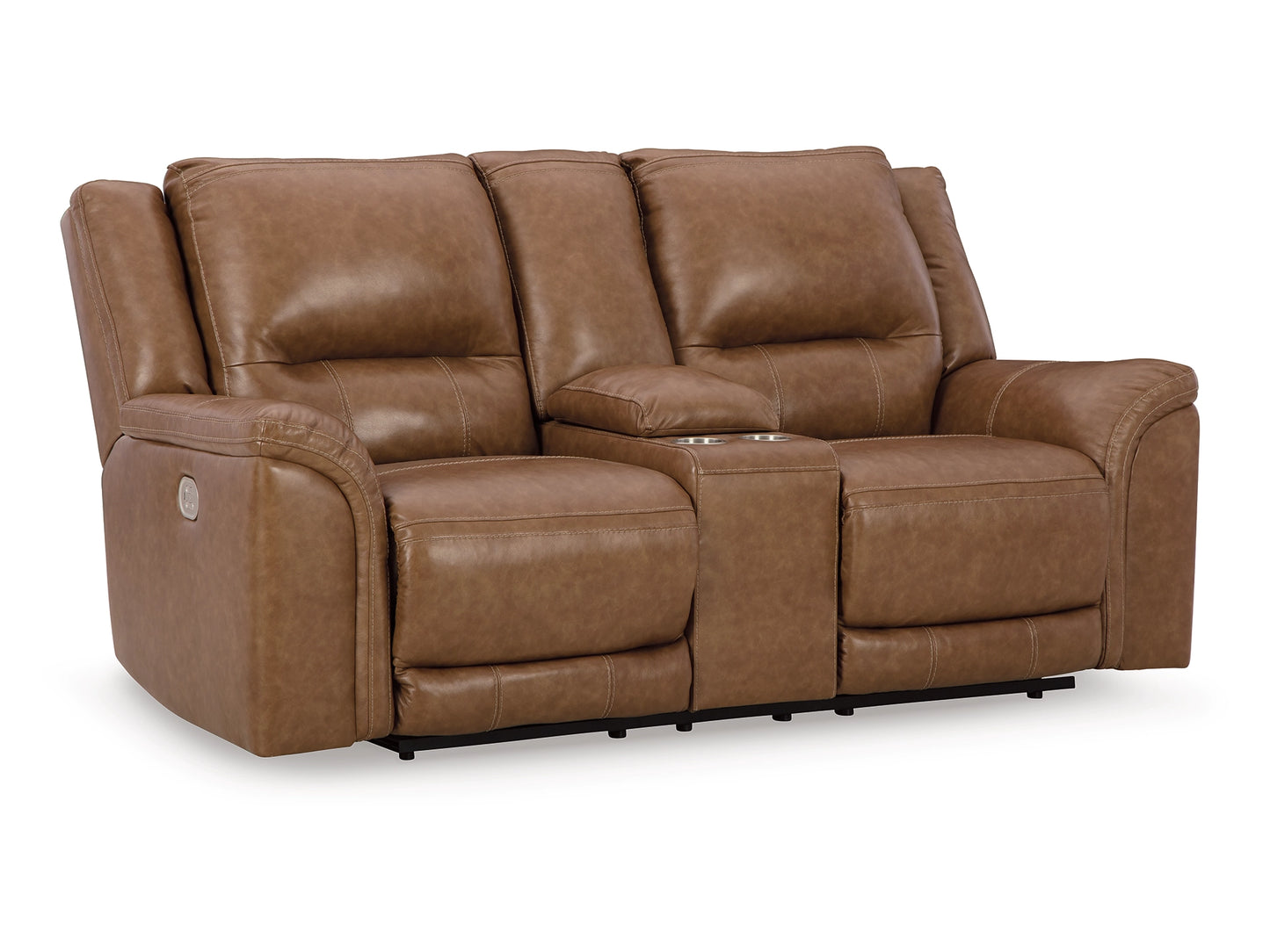 Ashley Trasimeno Dual Power Leather Reclining Loveseat with Console