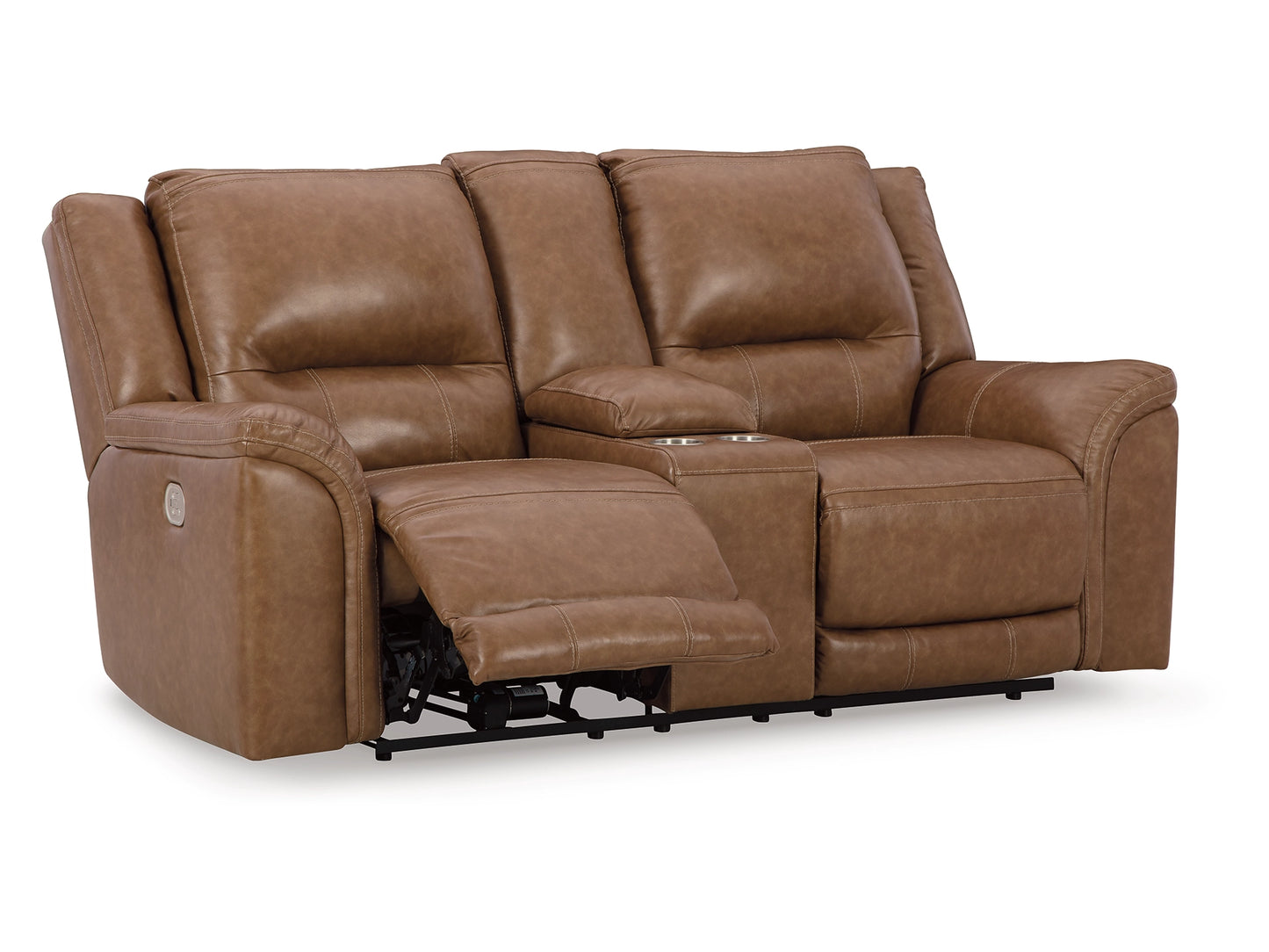 Ashley Trasimeno Dual Power Leather Reclining Loveseat with Console